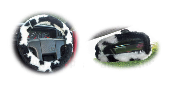 Fuzzy cow deals steering wheel cover