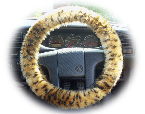 Fuzzy cheetah online steering wheel cover