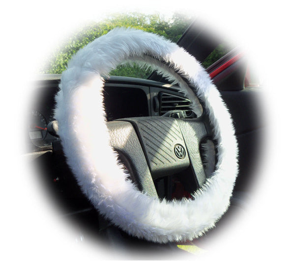 Fluffy white online steering wheel cover