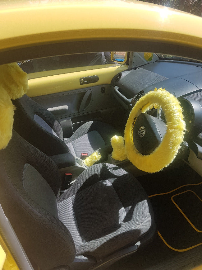 beige Yellow)warm Plush Funda Volante Coche Car Steering Wheel Cover Thick  Soft Interior Styling Cubre Volante Auto Universal Accessories